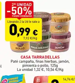 Hiperber CASA TARRADELLAS Paté campaña, finas hierbas, jamón oferta