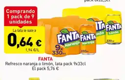 Hiperber FANTA Refresco naranja o limón, lata oferta