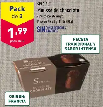 ALDI Mousse de Chocolate Pack de 2 x 90 g oferta