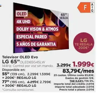 El Corte Inglés LG Televisor OLED Evo 65" oferta