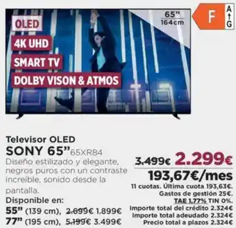 El Corte Inglés SONY Televisor OLED 65" oferta