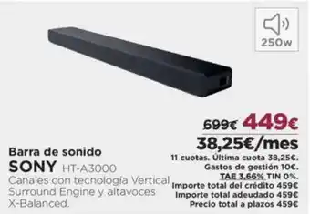 El Corte Inglés SONY Barra de sonido oferta