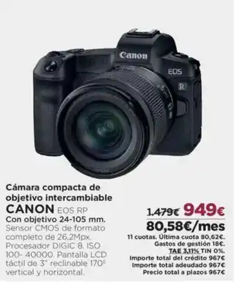 El Corte Inglés CANON Cámara compacta de objetivo intercambiable oferta