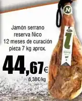 FROIZ Serrano - jamón reserva 12 meses de curacion oferta