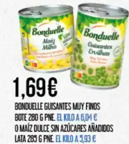 Claudio BONDUELLE  Guisantes muy finos bote  pne o maíz dulce sin azúcares añadidos oferta