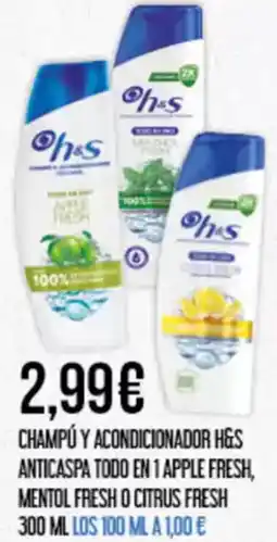 Claudio H&S Champú y acondicionador anticaspa todo en 1 apple fresh, mentol fresh o citrus fresh oferta