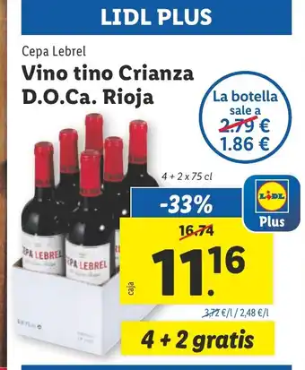 Lidl Vino tino Crianza D.O.Ca. Rioja oferta