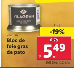 Lidl VILAGRAN Bloc de foie gras de pati oferta