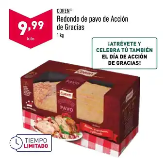 ALDI Redondo de Pavo de Acción de Gracias 1 kg oferta