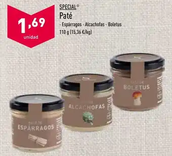 ALDI Paté Esparragos, Alcachofas, Boletus oferta