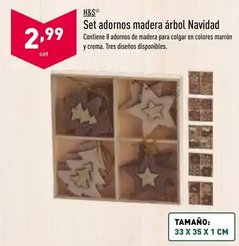 ALDI H&S Set Adornos Madera Árbol Navidad oferta