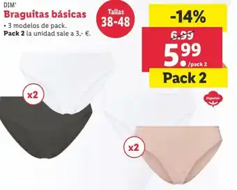 Lidl Dim Braguitas Básicas Pack 2 oferta