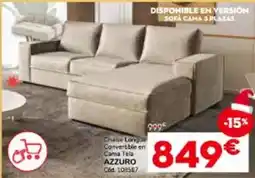 Conforama Camise longu convertible en cama tela azzuro oferta