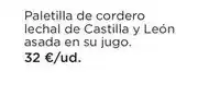 El Corte Inglés Castilla - paletilla de cordero lechal de castilla y león asada en su jugo oferta