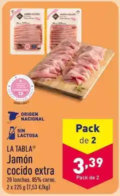 ALDI La tabla - jamón cocido extra oferta