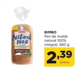 Alimerka Bimbo - pan de molde natural 100% integral oferta