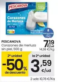 Eroski Pescanova - corazones de merluza sin piel oferta