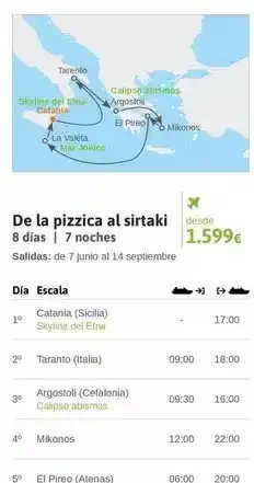 Viajes El Corte Inglés Sicilia - de la pizzeca al sirtaki 8 días 7 noches oferta