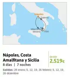 Viajes El Corte Inglés Salerno - nápoles, costa amalfitana y sicilia oferta