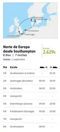 Viajes El Corte Inglés Norte de europa desde southampton oferta