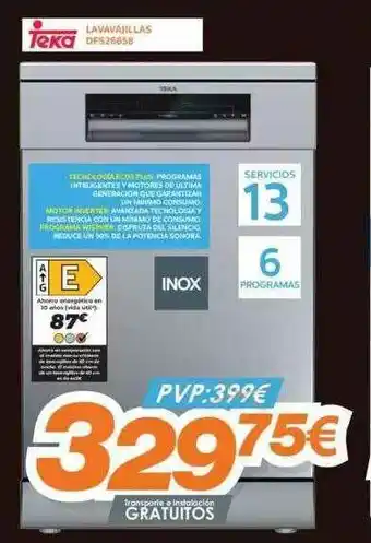 Pascual Martí Teka Lavavajillas Dfs266sb. oferta