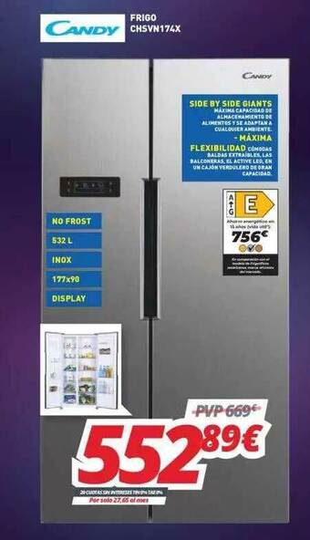 Mi electro Candy Frigo Chsvn174x oferta