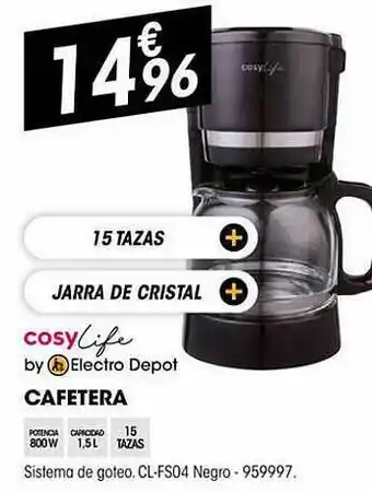 Electro Depot Cosy Life By Electro Depot Cafetera Sistema De Goteo Cl-fs04 Negro 959997 oferta