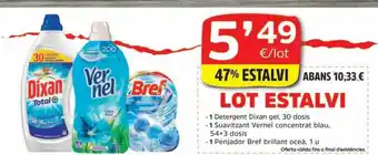 Suma Supermercados Lto Estalvi 1 Detergent Dixan Gel 1 Suavizant Vernet Concentrat Blau 54+3 Dosis 1 Penjador Bref Brillant Oceà oferta