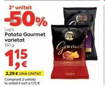 Suma Supermercados 2a Unitat -50% Lay's Patata Gourmet Varietat oferta