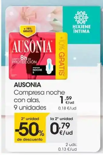 Eroski 2a Unidad -50% De Descuento Ausonia Compresa Noche Con Alas oferta