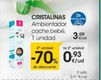 Eroski 2a Unidad -70% De Descuento Cristalinas Ambientador Coche Bebé oferta