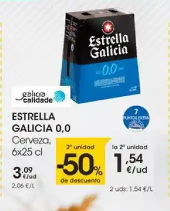 Eroski 2a Unidad -50% De Descuento Estrella Galicia 0.0 Cerveza oferta