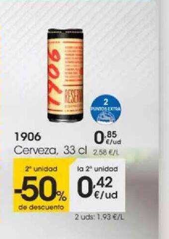 Eroski 2a Unidad -50% De Descuento 1906 Cerveza oferta