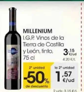 Eroski 2a Unidad -50% De Descuento Milenium I.g.p. Vinos De La Tierra De Castilla Y León Tinto oferta