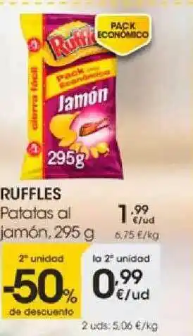 Eroski 2a Unidad -50% De Descuento Ruffles Patatas Al Jamón oferta