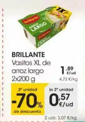 Eroski 2a Unidad -70% De Descuento Brillante Vasitos Xl De Arroz Largo oferta