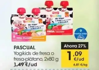 Eroski Pascual Yogikids De Fresa O Fresa Plátano oferta