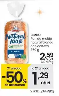 Eroski Bimbo - pan de molde natural blanco con corteza oferta