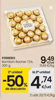 Eroski Ferrero rocher - bombón rocher t24 oferta