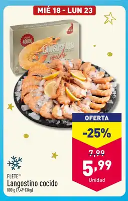 ALDI FLETE Langostino cocido oferta