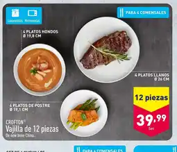 ALDI CROFTON Vajilla de 12 piezas oferta