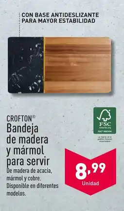 ALDI CROFTON Bandeja de madera y mármol para servir oferta