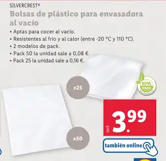 Lidl SILVERCREST® Bolsas de plástico para envasadora al vacío oferta