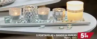 GiFi 5 Portavelas + Bandeja Espejo oferta