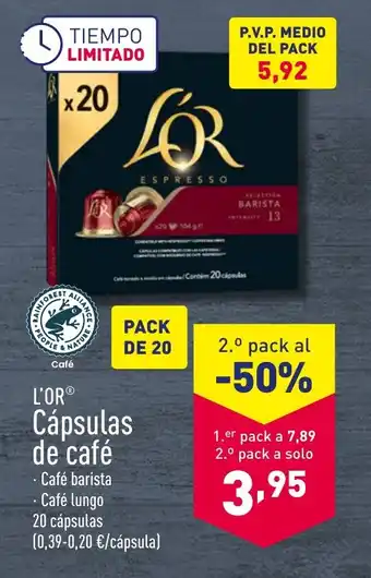 ALDI L'OR® Cápsulas de café oferta