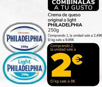 Supeco PHILADELPHIA Crema de queso original o light oferta