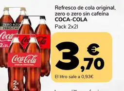 Supeco COCA-COLA Refresco de cola original, zero o zero sin cafeína oferta