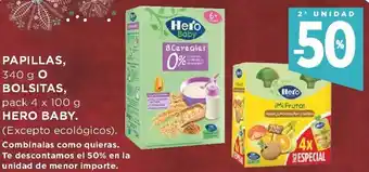 Supercor 50 % 2 Unidad Papillas, o Bolsitas, Hero Baby oferta