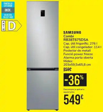 Nespresso Samsung combi rb38t675dsa oferta