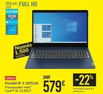 Nespresso Lenovo portátil ip 3 15itl05 oferta